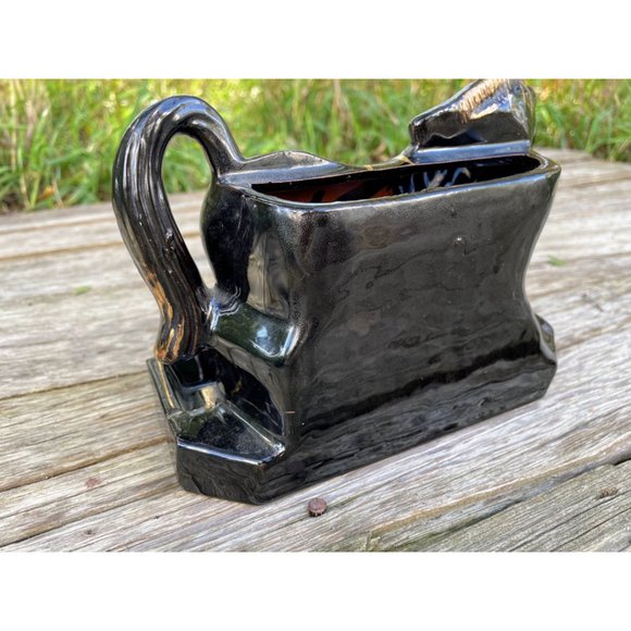 Vintage MCM Redware Tilso Planter Vase Zebra Gold Black - Picture 5 of 15